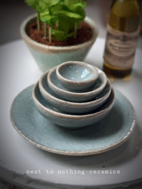 powderblue nesting bowls on a plate