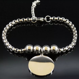 Bedelarmband met windroos RVS