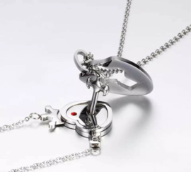 Ketting hart en schild set K&Q