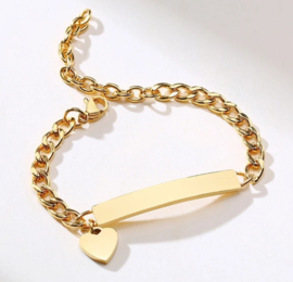 Baby geboorte armbandje met naamplaatje RVS