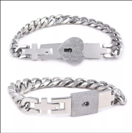 Armband set hart en plaque K&Q