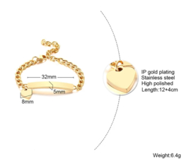 Baby geboorte armbandje met naamplaatje RVS