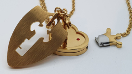 Ketting hart en schild set K&Q