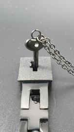 Armband rechthoek/ halsketting set met sleutel  K&Q