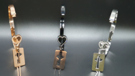 Armband hart/ halsketting set met  sleuteltje K&Q