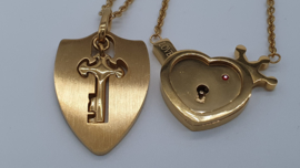 Ketting hart en schild set K&Q