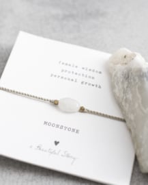 Gemstone card, bracelet with Moonstone, A Beautiful story