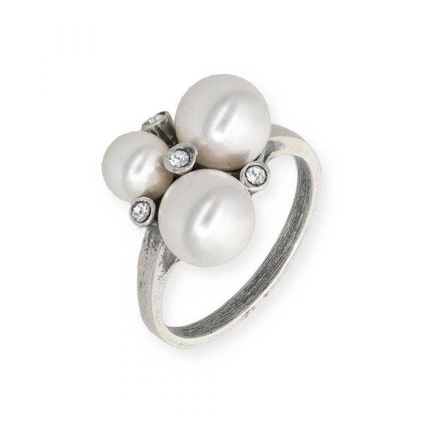 Timeless Classics by GL aa zilveren ring met witte parels en zirkonia