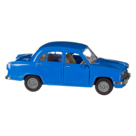 Blauwe retro auto Ambassador