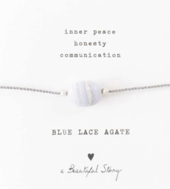 Gemstone card, bracelet with Blue lace agate, A Beautiful story