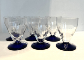 Art deco, jaren 30 glaasjes met blauwe voet