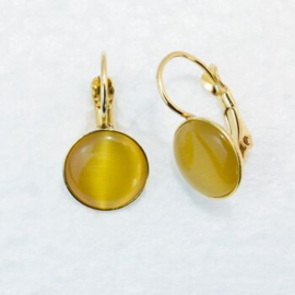 Oorhangers, rond, geel, gold plated