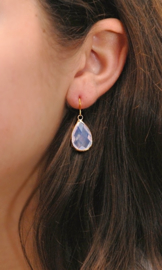 Oorhangers, crystal,  goudkleurig