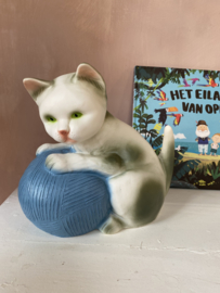 Heico lamp poes, blauwe bol wol