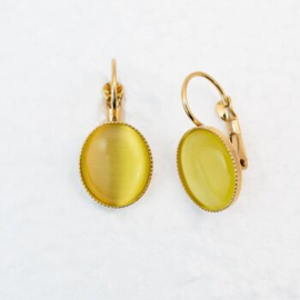 Oorhangers, ovaal, gold plated, zacht geel
