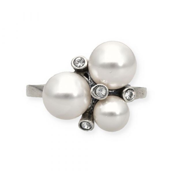 Timeless Classics by GL aa zilveren ring met witte parels en zirkonia