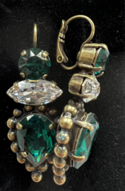 Oorhangers, groen strass, Dimitriadis