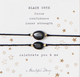 Gemstone card with Onyx; Celebrate you &  me A Beautiful Story