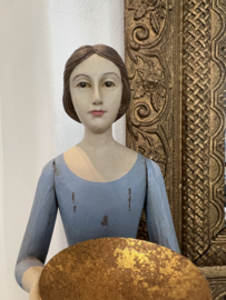 Engel met schaal, Antique  blauw, Meander