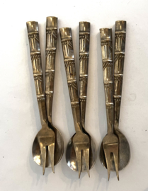 Set van 6 lepeltjes en vorkjes