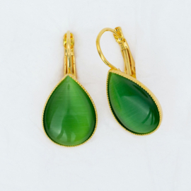 Oorhangers, gold plated, groen