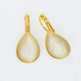Oorhangers, gold plated, parelwit