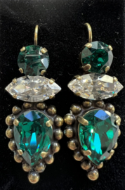 Oorhangers, groen strass, Dimitriadis