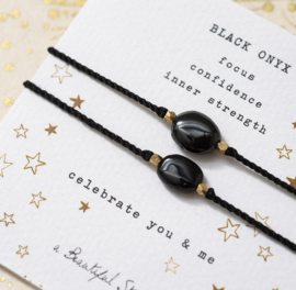 Gemstone card with Onyx; Celebrate you &  me, A Beautiful Story