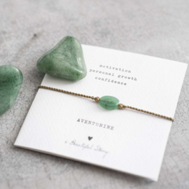 Gemstone card, bracelet with Aventurine, A Beautiful story