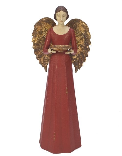 Engel met schaal, Antique rood, Meander