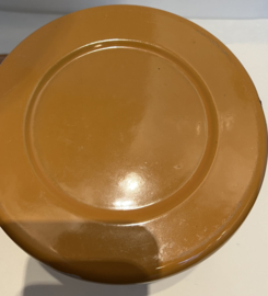 Emaille  oranje/ beige  keteltje
