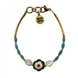 Sassy Tube Bracelet Green Flower Np