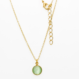 Halsketting, gold plated, licht groen