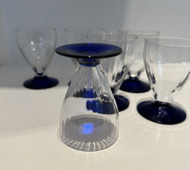 Art deco, jaren 30 glaasjes met blauwe voet