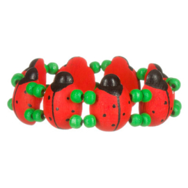 Armband van hout, lieveheersbeestjes