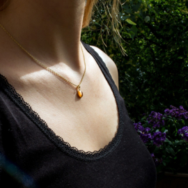 Halsketting, gold plated, zacht oranje