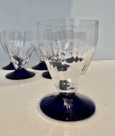 Art deco, jaren 30 glaasjes met blauwe voet