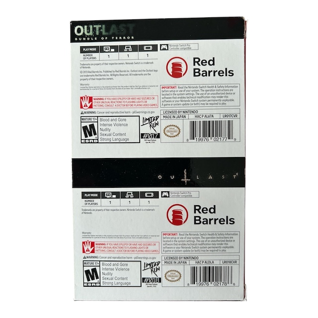 Outlast: Bundle Of Terror / Outlast 2 Slipcover (NO GAME) (LRG #017) (LRG#018) (SWITCH) (TWEEDEHANDS)