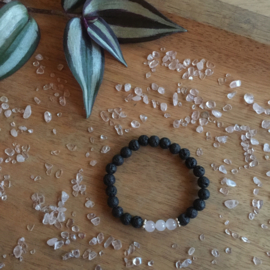 Rozenkwarts (+zilver) armband kids