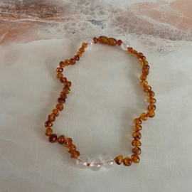 Barnsteen baby ketting Rozenkwarts: Liefde