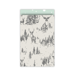 Cadeauzakjes | Reindeer forest | Warm grey | 12 x 19 cm | 5 stuks