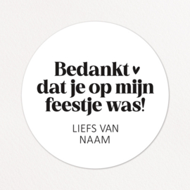 Stickers op maat | Bedankt dat je op mijn feestje was + naam |  10 stuks