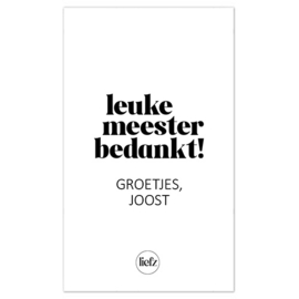 Fles etiket op maat | Leuke meester bedankt
