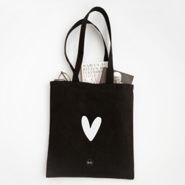 Katoenen tas | Hartje | Zwart