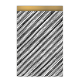 Cadeauzakjes | Manual stripes | Zwart, wit & goud | 17 x 25 cm | 5 stuks