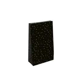 Blokbodemzakken | Confetti | Zwart & goud | 9 x 5 x 16 cm | 5 stuks