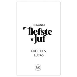 Fles etiket op maat | Bedankt liefste juf