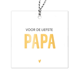 Cadeaulabel | Voor de liefste papa | Goudfolie