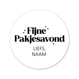 Stickers op maat | Sint | Fijne pakjesavond + naam | 10 stuks