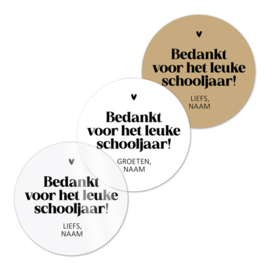 Stickers | Bedankt voor het leuke schooljaar + naam |  10 stuks